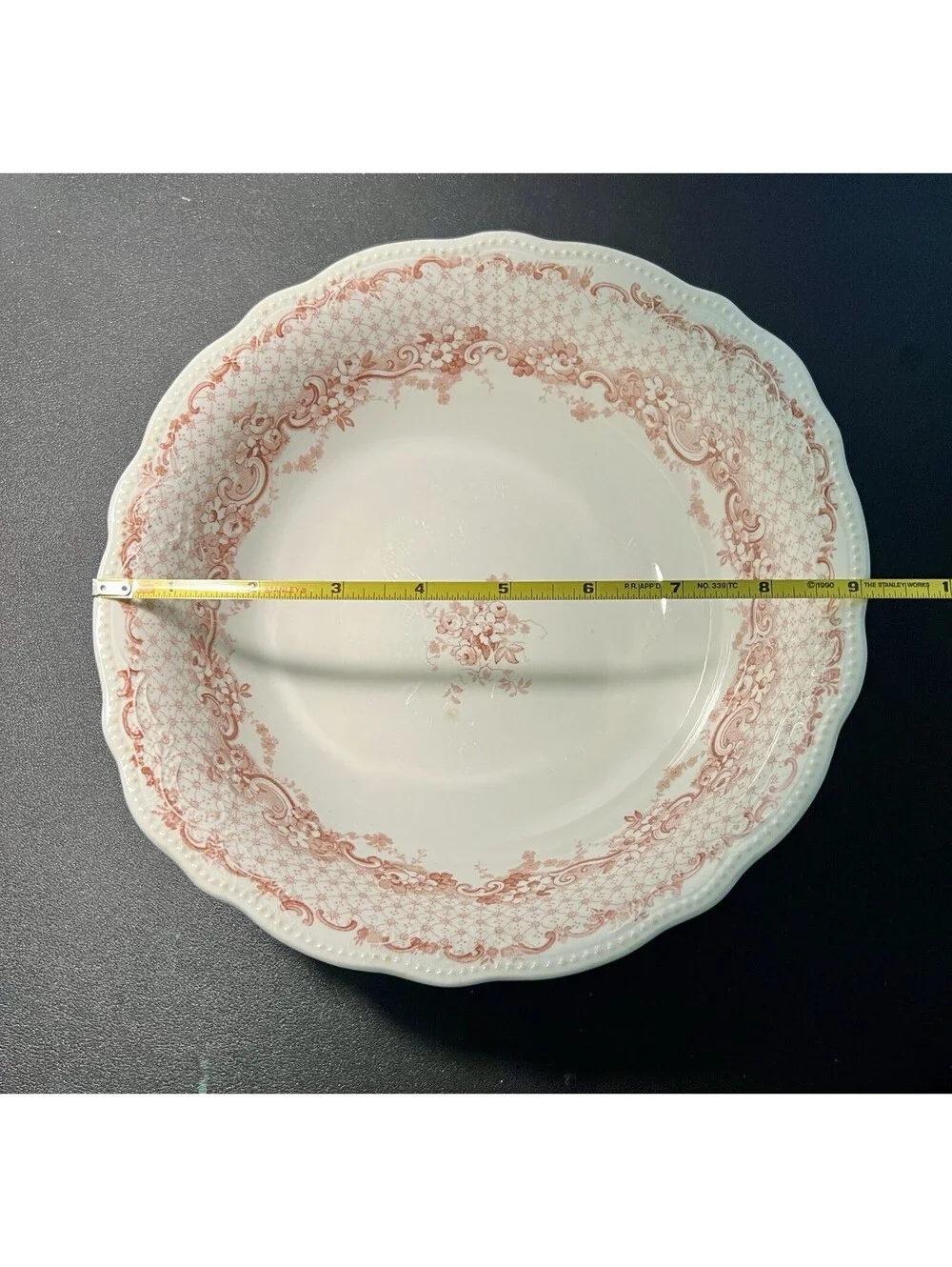 Alfred Meakin Antique 1900s Serving Bowl Kirkstall Pink Transferware, 9x3”